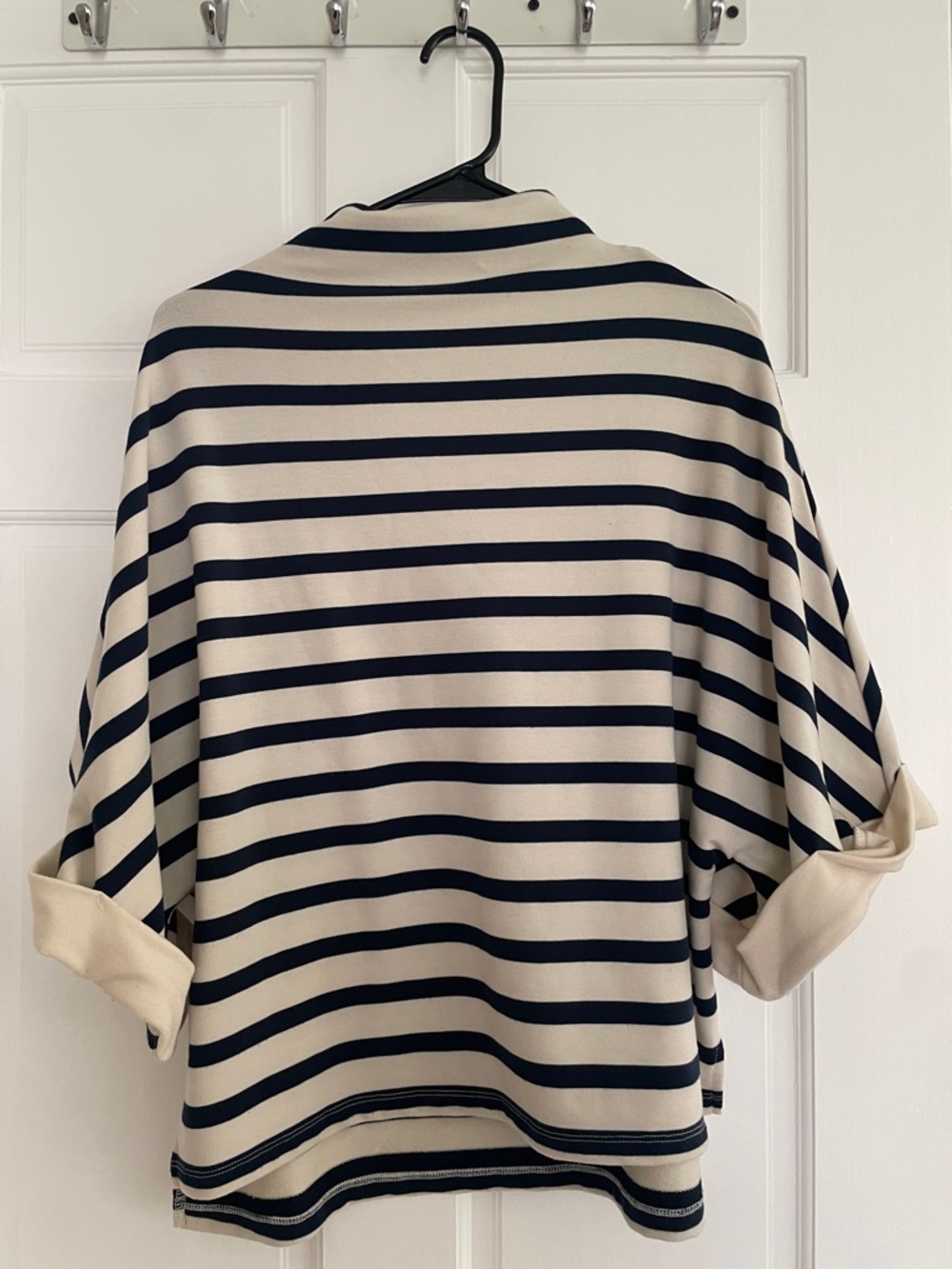 Cable & Gauge Navy and Cream Striped Crewneck Top